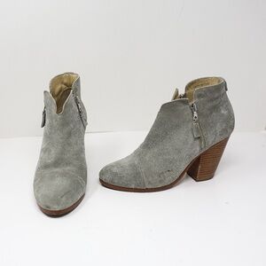 Rag & Bone Margot Made In Italy Genuine Leather Suede Stacked Heel Ankle Boots